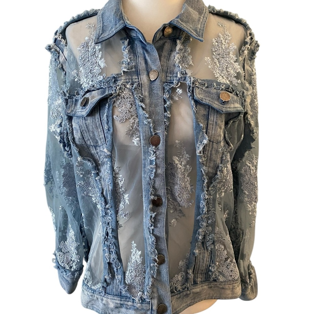 AZI Denim Floral Transparent jean jacket